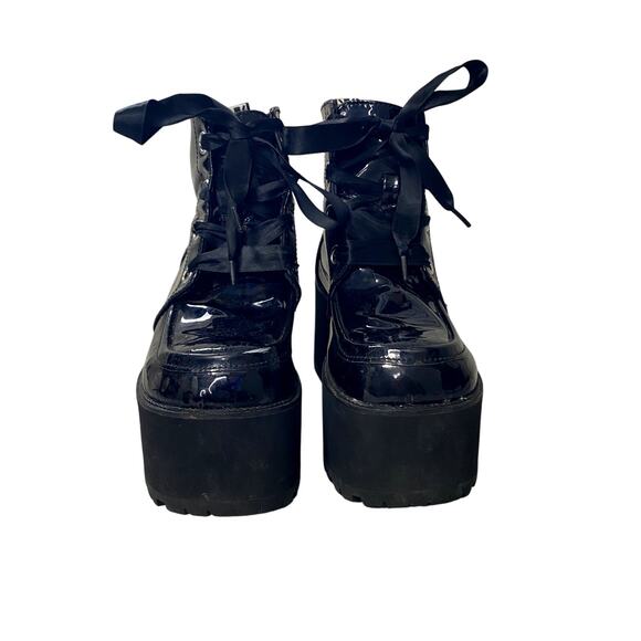 Tuk Patent Leather Iridescent Heeled Platform Boots Goth Emo Alt Womens Size 6 - Picture 2 of 12